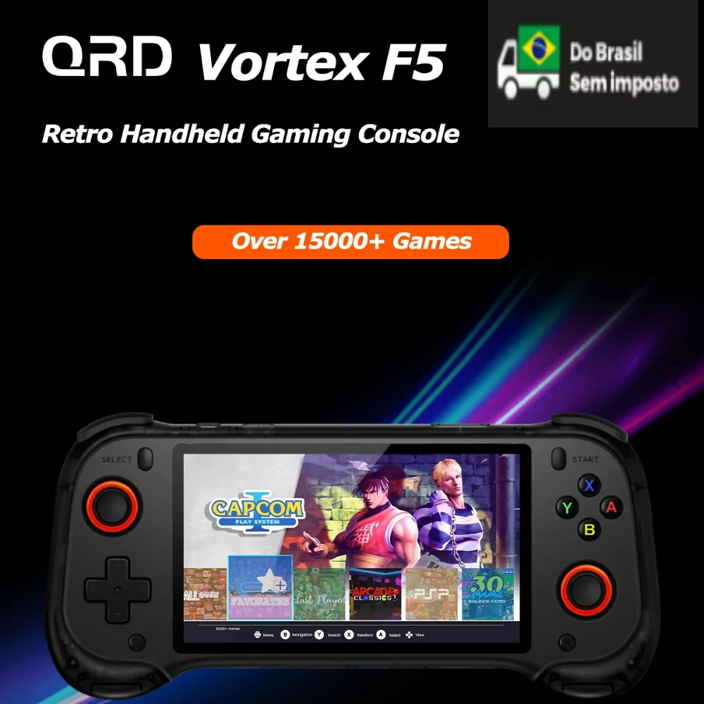 Console De Jogos Portátil Joystick De Efeito Hall Qrd Vortex F5 Videojogo 128gb Mini Consoles Tf Estender 512gb Preto