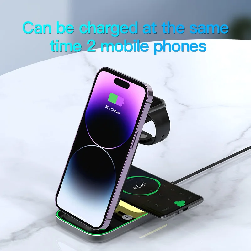 15W  4 in 1 Wireless Charger Stand Fast Charging Dock Station for Huawei Honor V40 5G View  Apple Watch 8 7 6 IWatch Airpods Pro