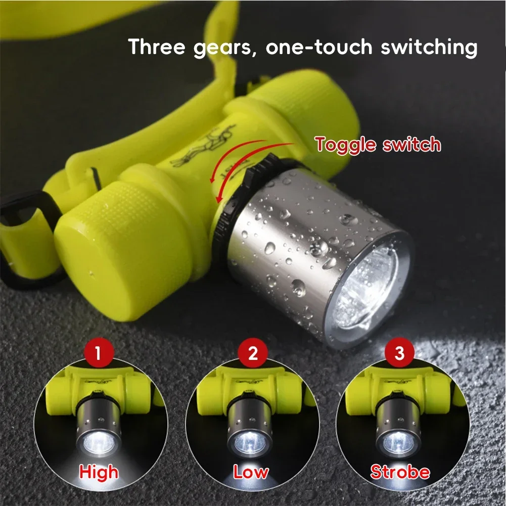 Diving LED Headlamp T6 LED Underwater Diving Headlight Outdoor Camping Fishing Dive Flashlight Head Light Torch Waterproof