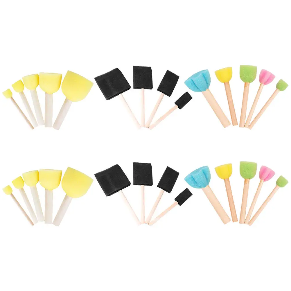 28Pcs 스폰지 스탬퍼 어린이 그림 도구 세트 낙서 DIY 창조적 인 예술 프로젝트를위한 휴대용 소프트 드로잉 스폰지 브러쉬