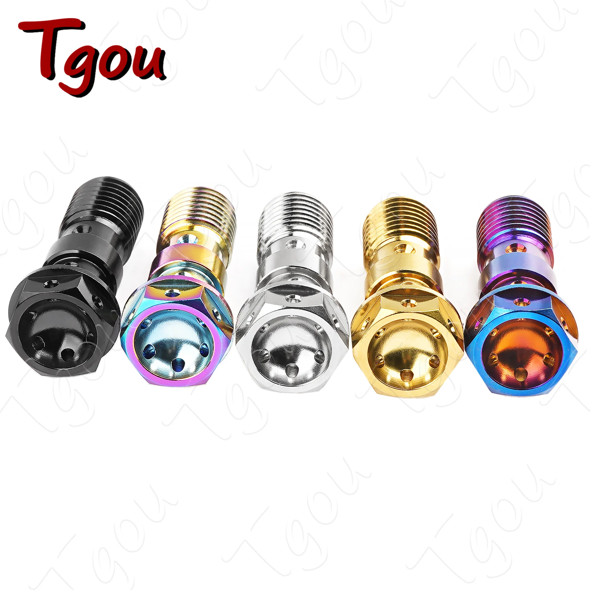 Tgou 티타늄 볼트 M10 1.0 /1.25 Brembo 브레이크 라인 및 단일/이중 구멍 클러치 밴조용 피치 밴조 나사