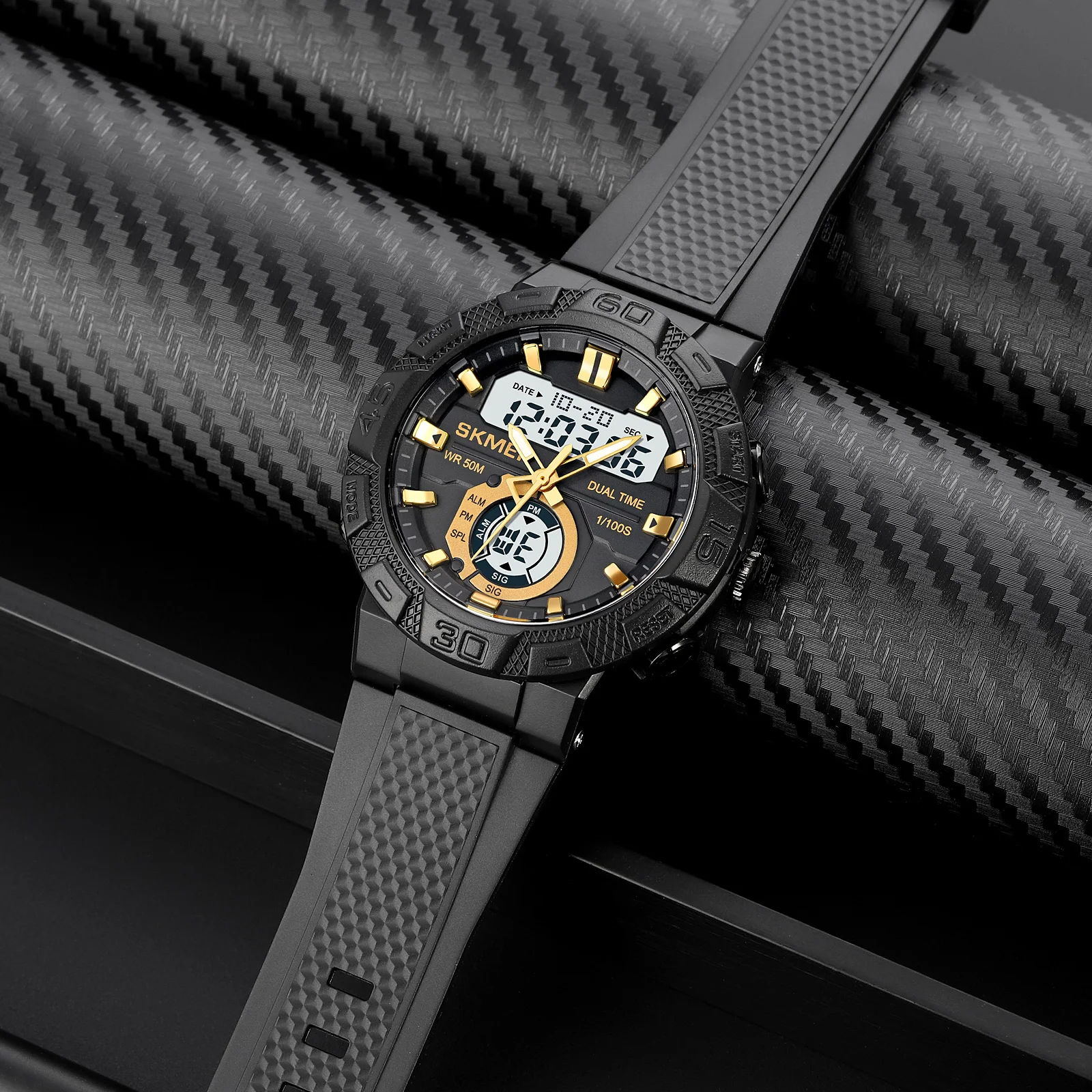 SKMEI1881 Mens Casual Stopwatch Clendar Clock 50M Waterproof Wristwatches reloj hombre Multifunctional LED Light Digital Sport 3