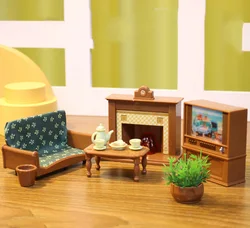 Forest Family Furniture Miniature Scene Living Room Decoration Toy Mini Family Doll House Indoor Model Small Furniture Set Props