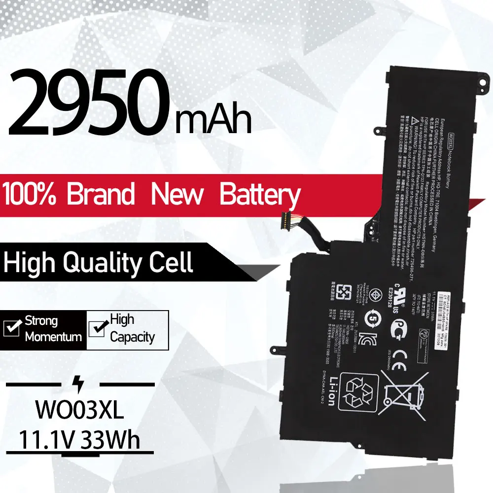Nova Bateria para hp Dividir x2 100e 13-m Wo03xl 13-m010dx Tablet 725606725496271 609881131 Hstnn-ib5i 001 Hstnn-1b1w Wm06 Woo3xl