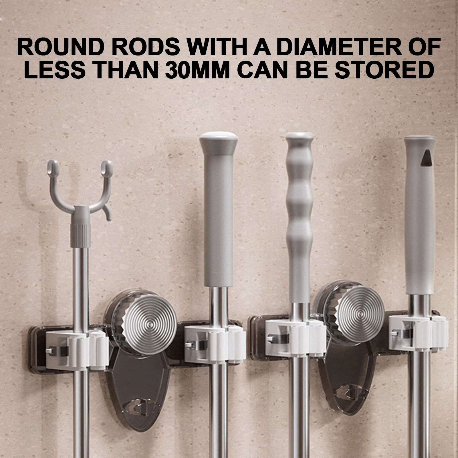 Wall Mounted Storage Rack Bathroom Kitchen Broom Mop Storage Hook Non Perforated Mop Clip Household Suction Cup Organizer Holder