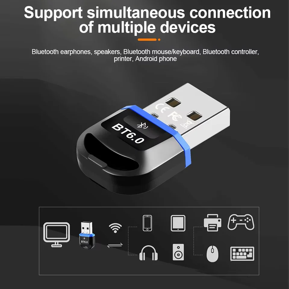 Adaptateur Bluetooth 6.0 Dongle USB Pour PC, Clé USB