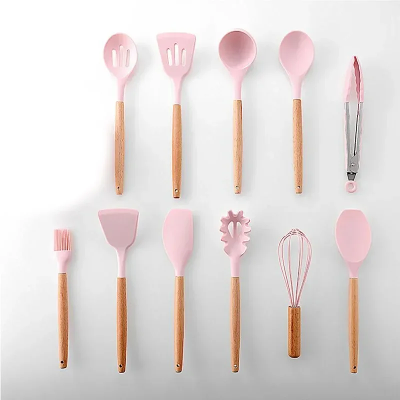 Pink Silicone Kitchen Utensil Set 6