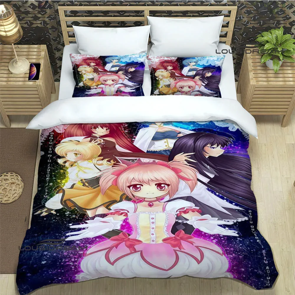 

Комплект постельного белья Puella Magi Madoka Magica, изысканные комплекты постельного белья, пододеяльник, простыня, искусственный Комплект постельного белья, роскошный подарок на день рождения