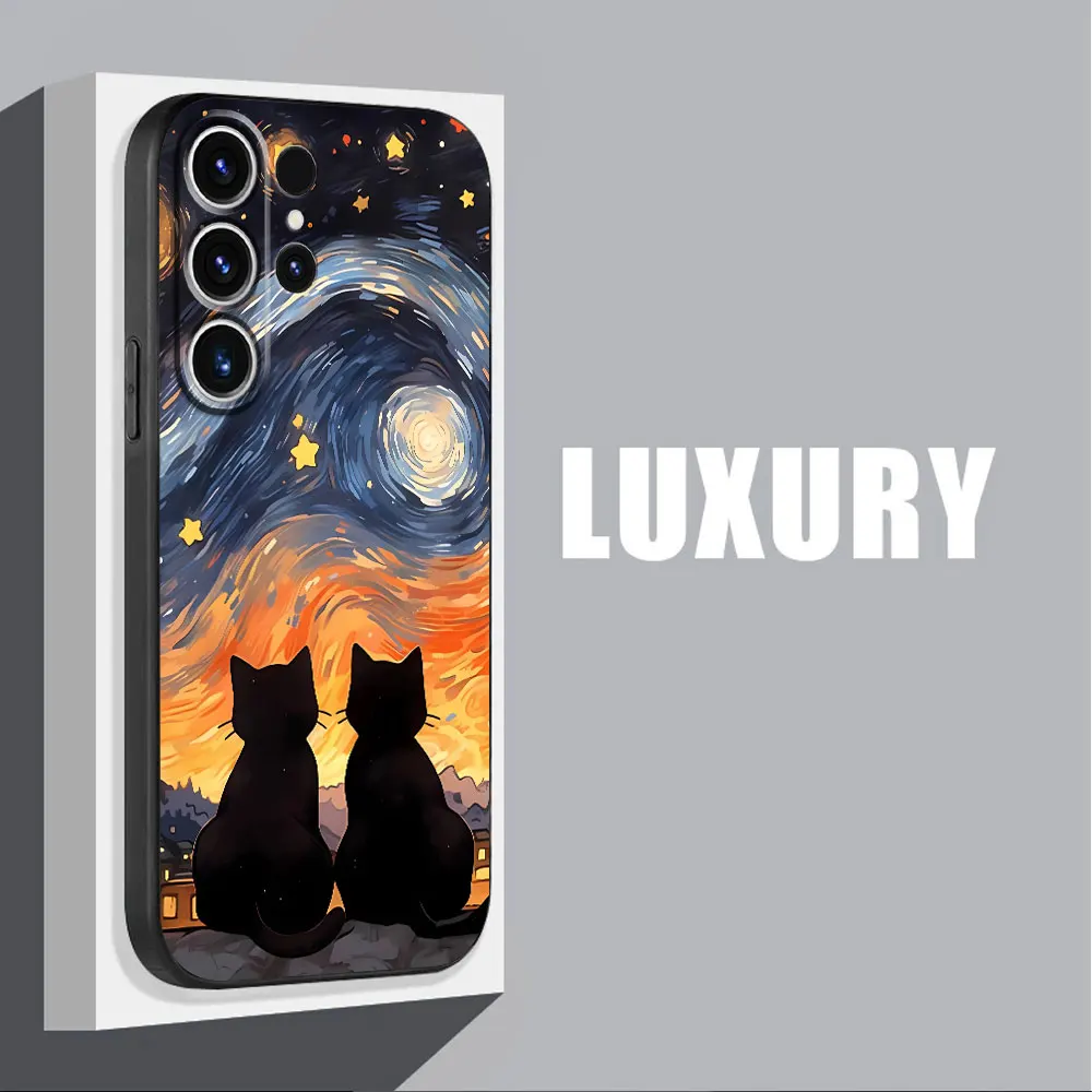 Starry Sky Cat Silicone Phone Case