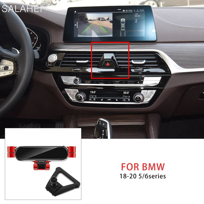 Black Center Air Vent Mount Cell Phone Holder Stand For BMW 5 Series  2018-2022 