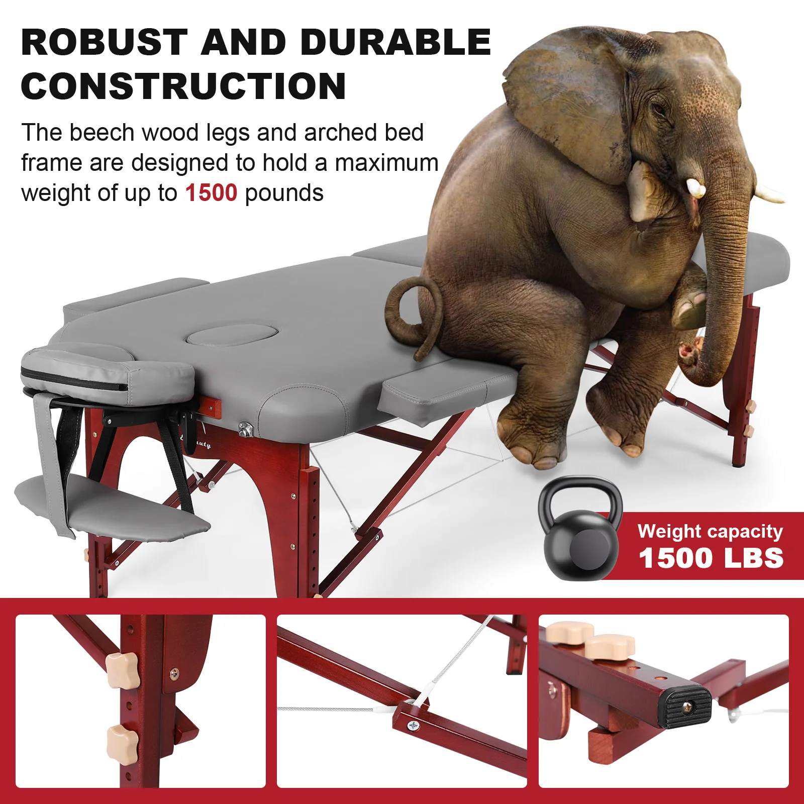 Portable Massage Table Height Adjustable Moxibustion Rehabilitation Bed with Headrest for Beauty Salons Physiotherapy Shops