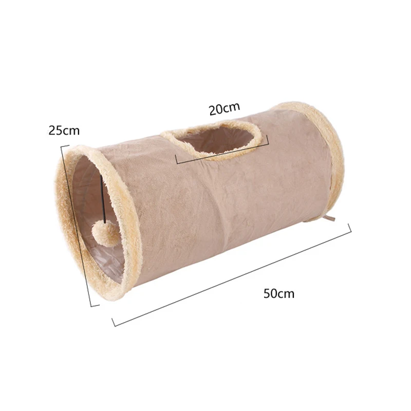 Collapsible Cat Tunnel Pet Cat Toys Play Tunnel Durable Suede Pet Toys Play Tunnel with Ball and Hole Pet Supplies