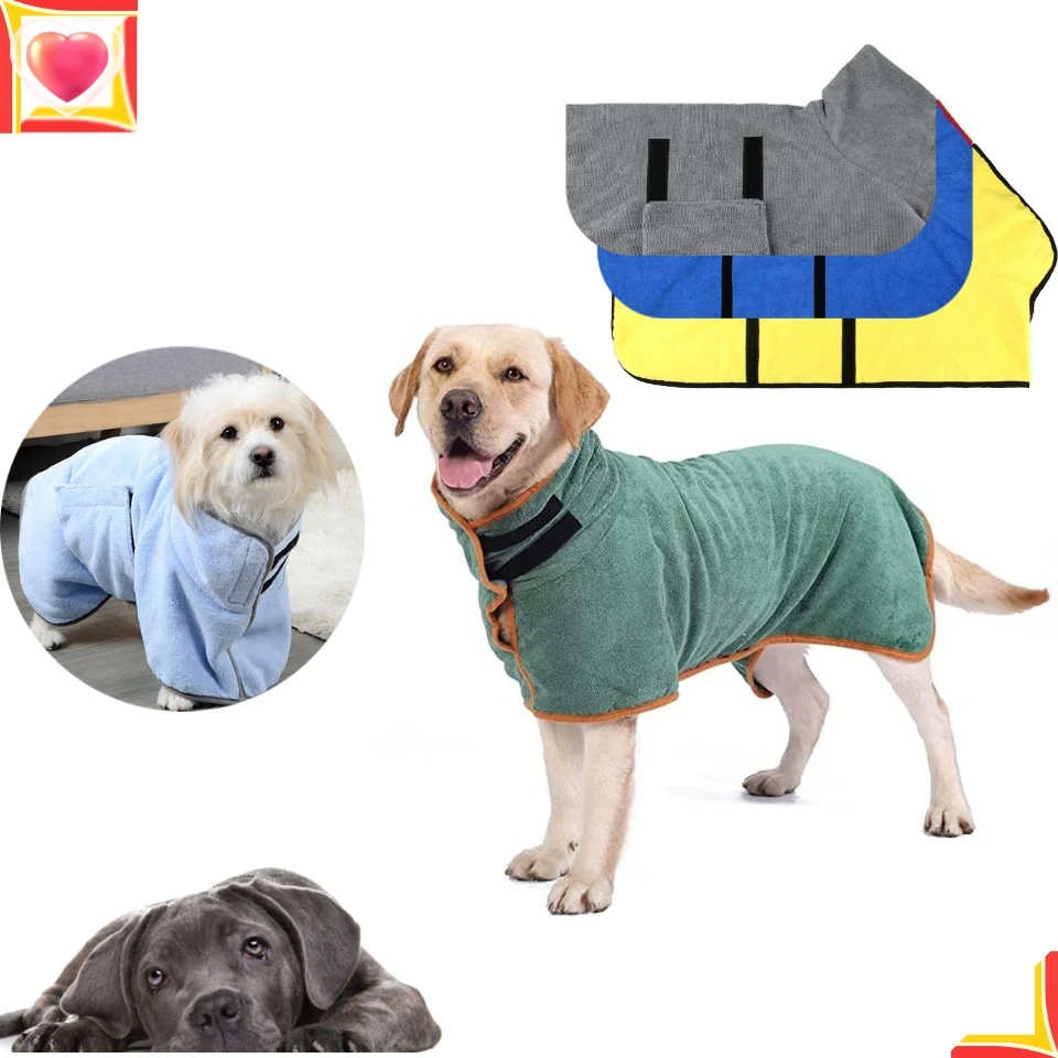 Pet Drying Coat Absorbent Bathrobe Towel Large Medium Small Dog Super