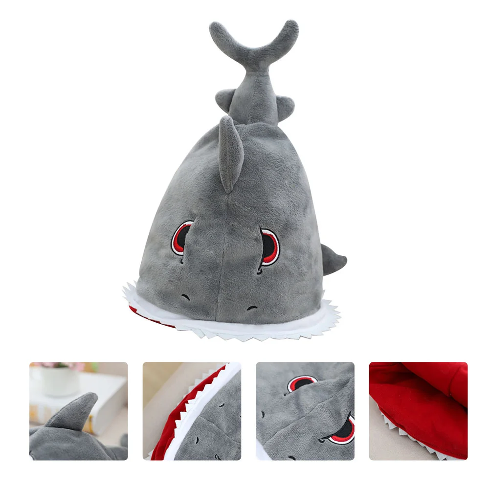 

Shark Headgear Novel Carnival Hood Kids Tiara Fashion Warm Hat Plush and Pp Cotton Comfortable Cone Child Ocean Animals