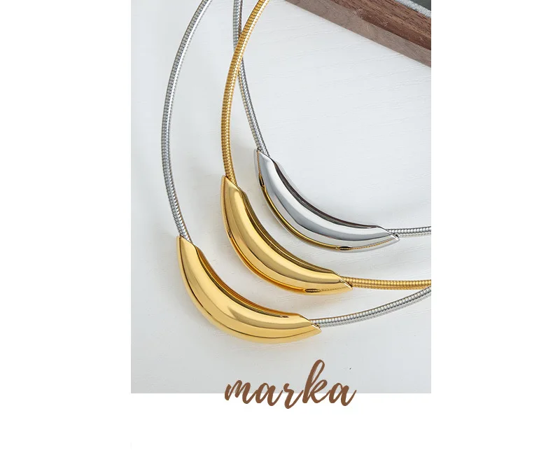 Marka Mode Edelstahl Runde Halskette Frauen Vergoldet Halsband Punk Zubehör Luxus Schmuck Freundin Geschenk Großhandel – Detail 11