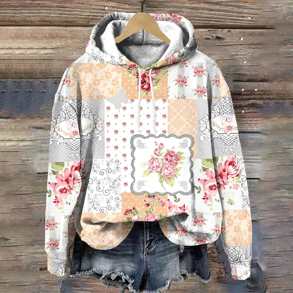 Hoodie mit floraler Stickerei und lässigem Schnitt main image 1