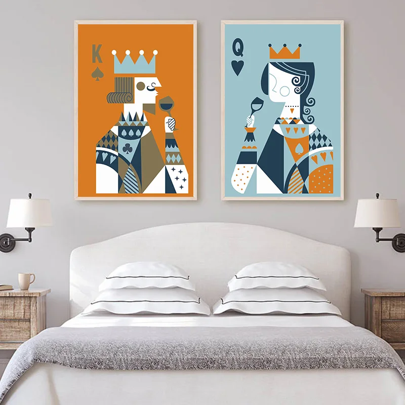 Living Room Decoration Nodic Decor King and Queen Wall Art Lovertiful Canvas Painting Home Decorative Poster | Дом и сад
