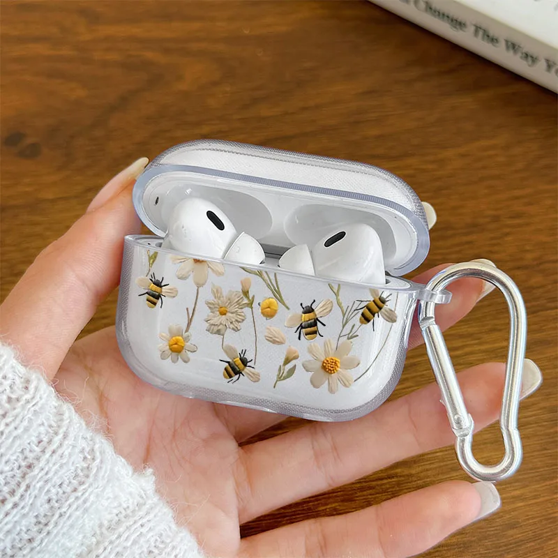 White Flower TPU AirPods Case Cover for AirPods Pro