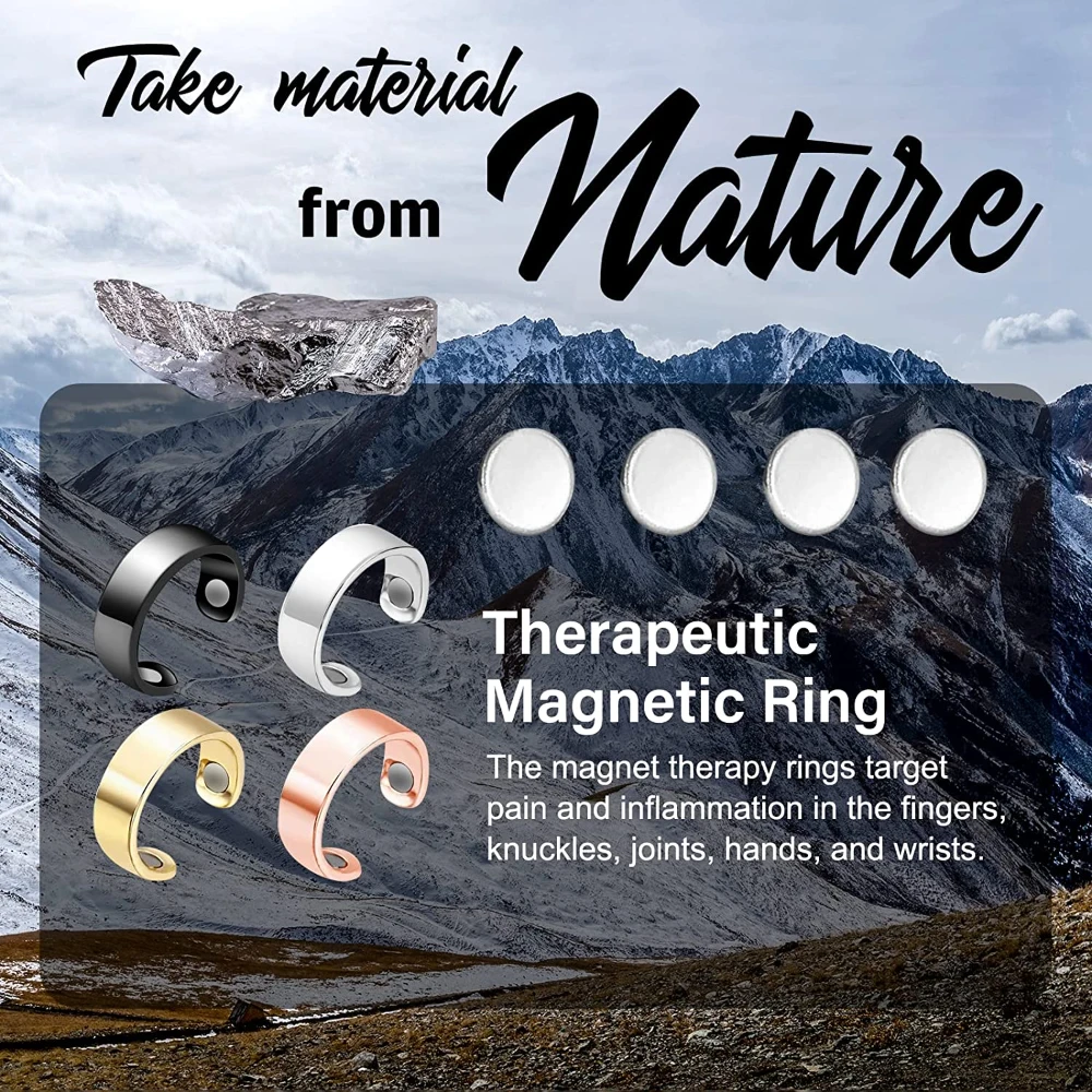 Lymphatic Drainage Lovers Ring Bracelet Relieve Fatigue For Men And Women Resizable Magnet Rings Weight Lose Health Care Gift