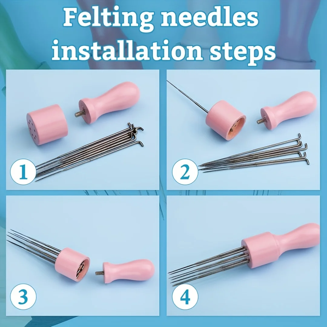 Wool Felting Needles Kit Wood Handle Felting Needles Pack Wool Felt DIY Craft Tool For Handmade Doll Making Tools Set wool felting needles