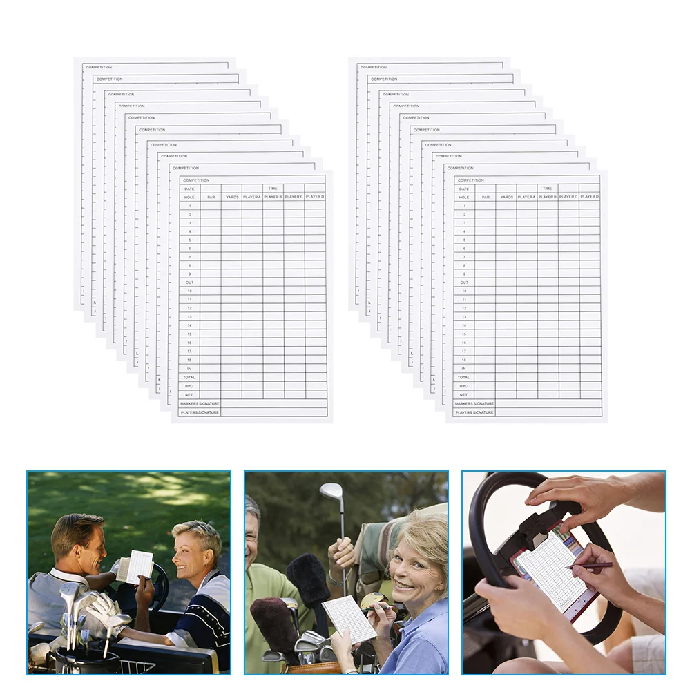 

20 Pcs Accessories Golf Scorecard Scoreboard for Use Sports Coated Paper Record Tools Premium