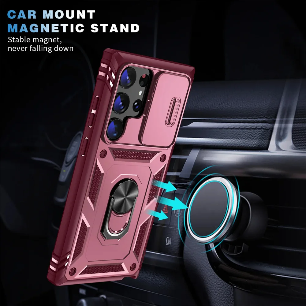 Enhanced Privacy Magnetic Ring Holder Phone Case with 360-Degree Rotation