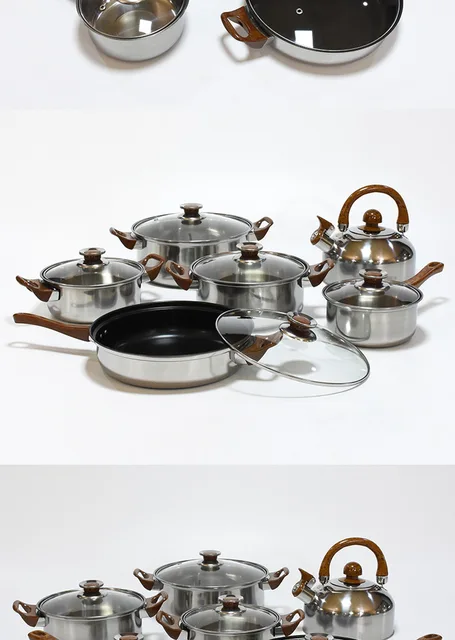 Stainless Steel Cookware Set Flat Bottom Frying Pan Soup Pot - Temu