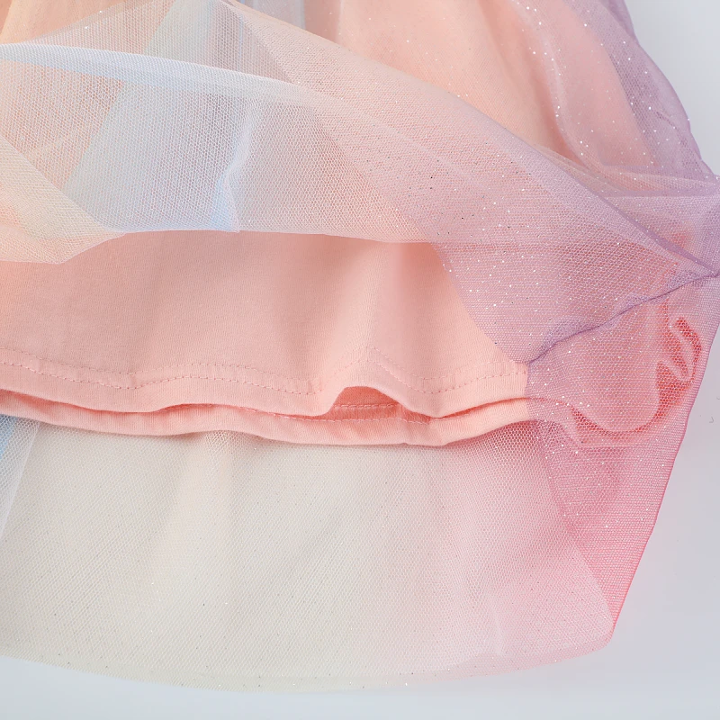 Baby Girls Skirt Children's Clothing 2025 Summer Embroidered Cartoon Casual Flowers Unicorns Mesh Dresses Kids Clothes