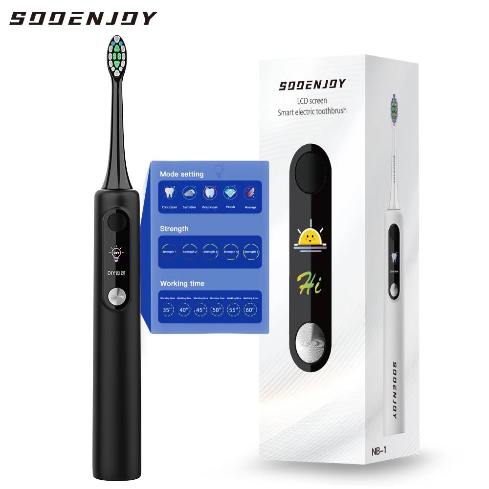SOOENJOY NB-1 Sonic Electric Toothbrush Smart LCD Screen Sonic Tooth Brush DIY Mode Automatic Cleaner Adult IPX7 Waterproof SOOENJOY NB-1 Sonic Electric Toothbrush Smart LCD Screen Sonic Tooth Brush DIY Mode Automatic Cleaner Adult IPX7 Waterproof