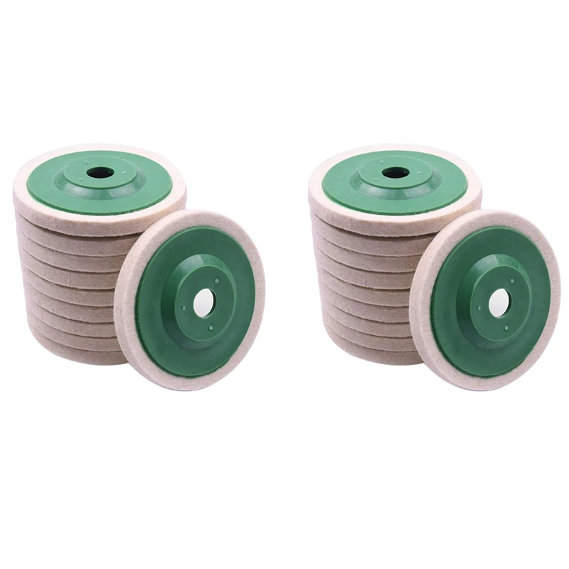 

20Pcs 100Mm 4 Inch Wool Buffing Round Polishing Wheels Pads Polisher Wheels For Copper Iron&Aluminum Polishing Tools