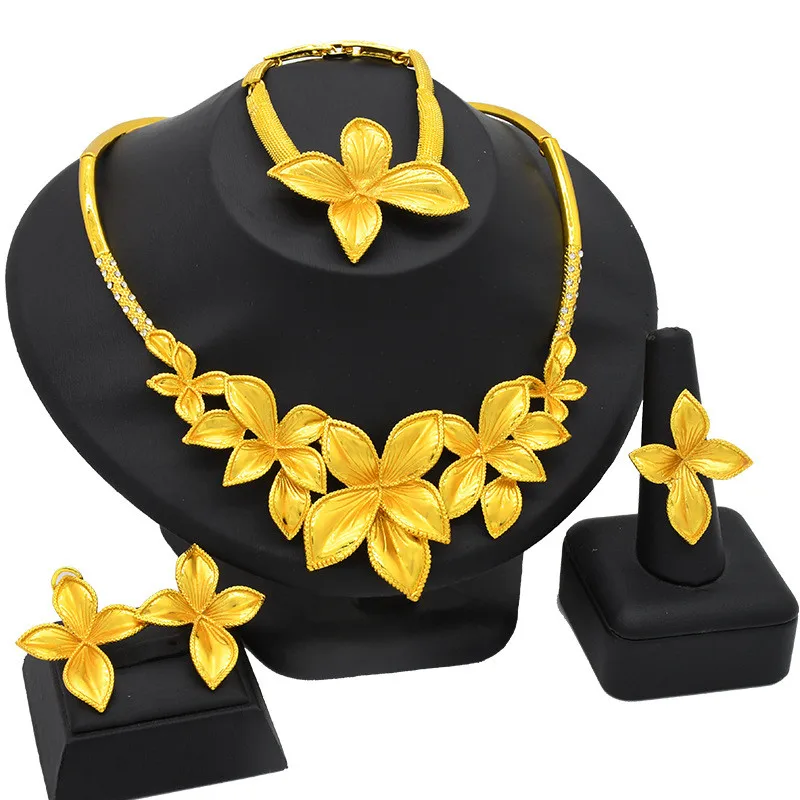 

Kingdom Ma NEWS Gold Color Crystal Jewelry Sets Necklace Bracelet Set Nigerian Wedding African Beads Jewelry Sets Dubai Jewelry