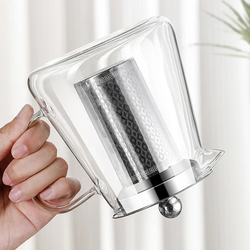 Heat Resistant Glass Teapot for Induction Cooker With Stainless Steel Strainer