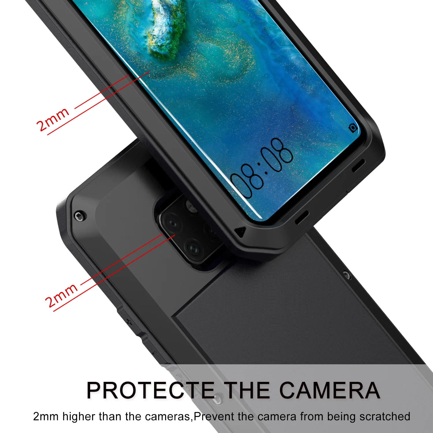 

Metal Armor Heavy Duty Protective Case For Huawei Mate 20Pro Shockproof Full Body Mate 20 proWith Glass Cover For