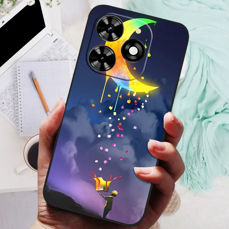 Black Silicone Bumper Case with Wolf and Lions Design - Soft TPU Cover