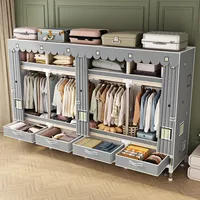 Armoire en tissu pliable Portable surdimensionnée pour chambre à coucher, organisateur de vêtements en toile pliante, support de placard pour vêtements 4