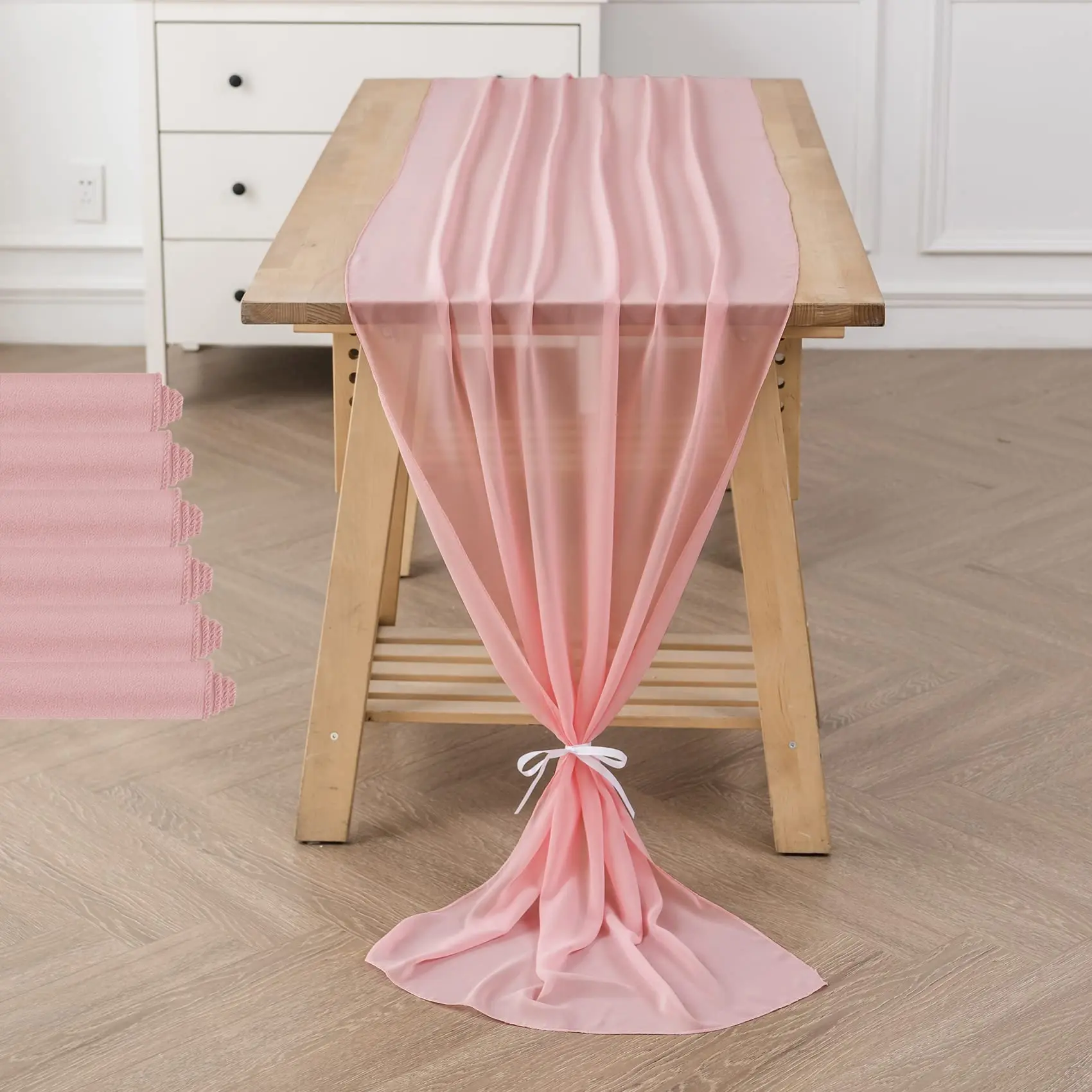 Table Runner 1PC/4PCS Chiffon 30x300cm Sheer Romantic For Wedding Birthday Party Bridal Shower Outdoor Decoration