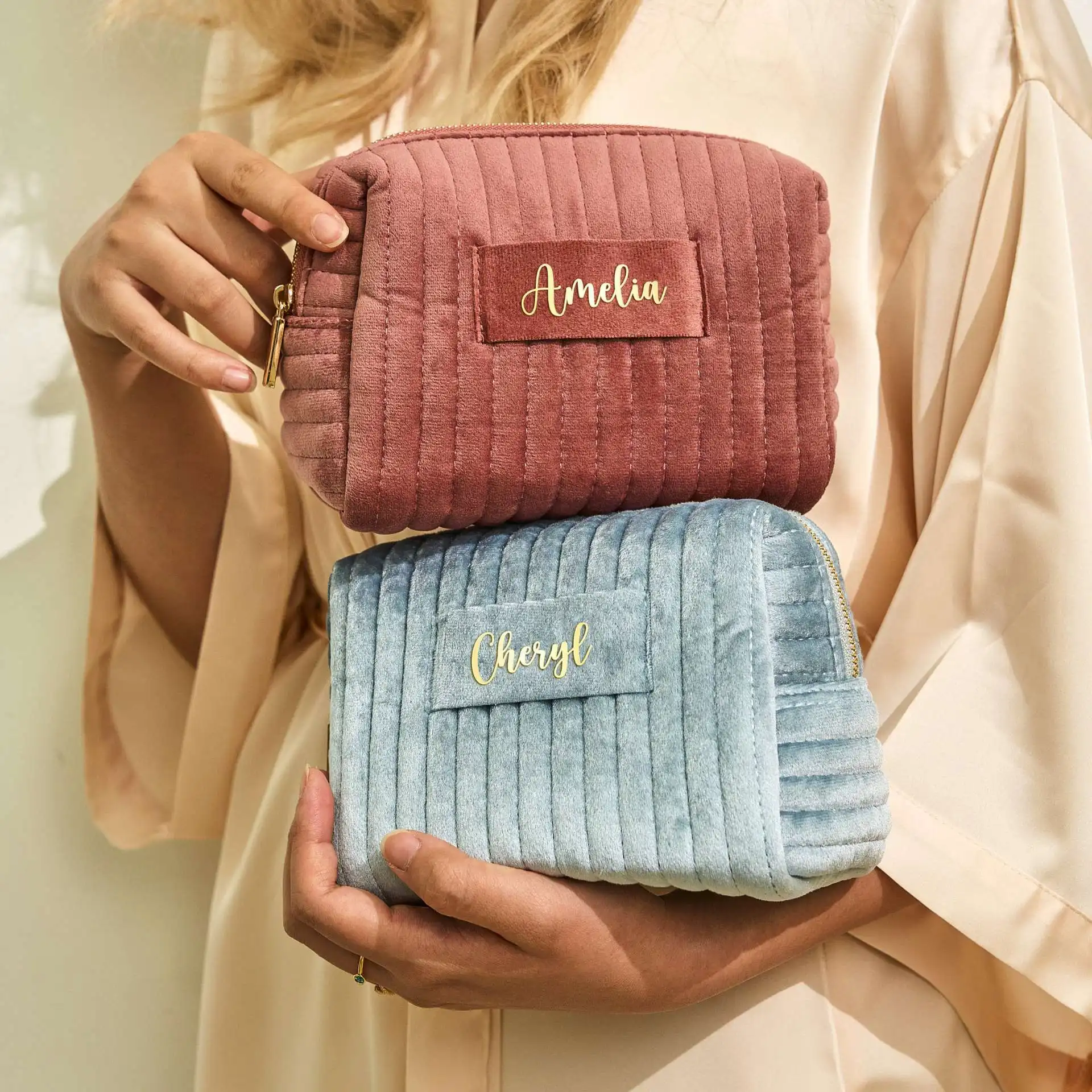 Personalized Velvet Cosmetic Bag, Toiletry Bag, Custom Name Make Up Bag,Bridesmaid Makeup Bag, Wedding Gift, Mother's Day Gift 3