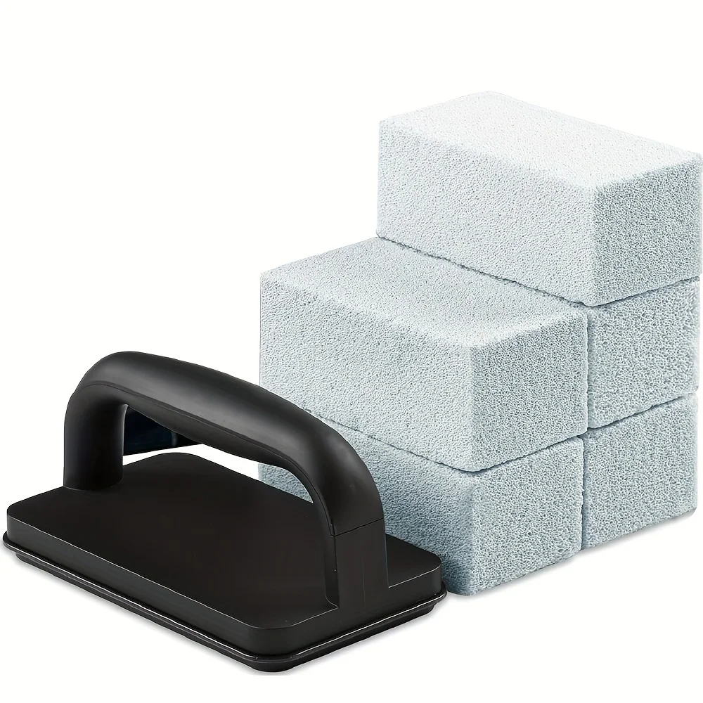 Grill Cleaning Bricks with Handle/Grill Stone/Griddle Stone, 5 Pieces Scrubbing Pumice Stone for Cleaning Blackstone Flat Top BB