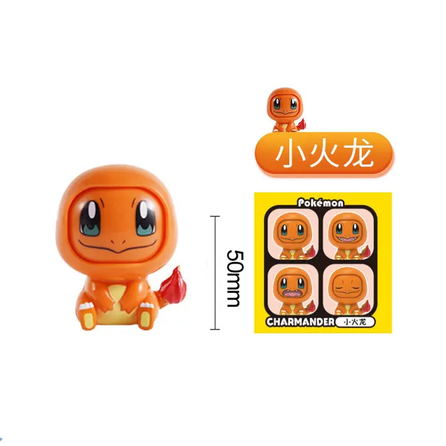 12 Style Pokemon Anime Figures Toys Variable Face Model Pikachu Charmander Squirtle Bulbasaur For Children Birthday Gifts Kawaii Charmander