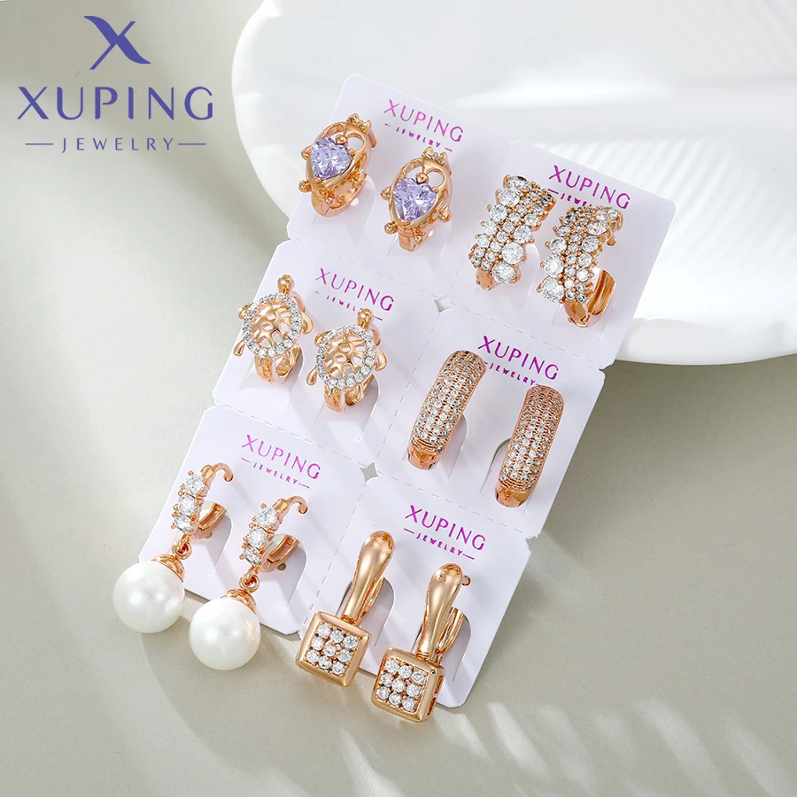 Xuping Jewelry New Arrival Fashion Gold Color Hoop Earrings Group for Women Girl Party Gift R550 5