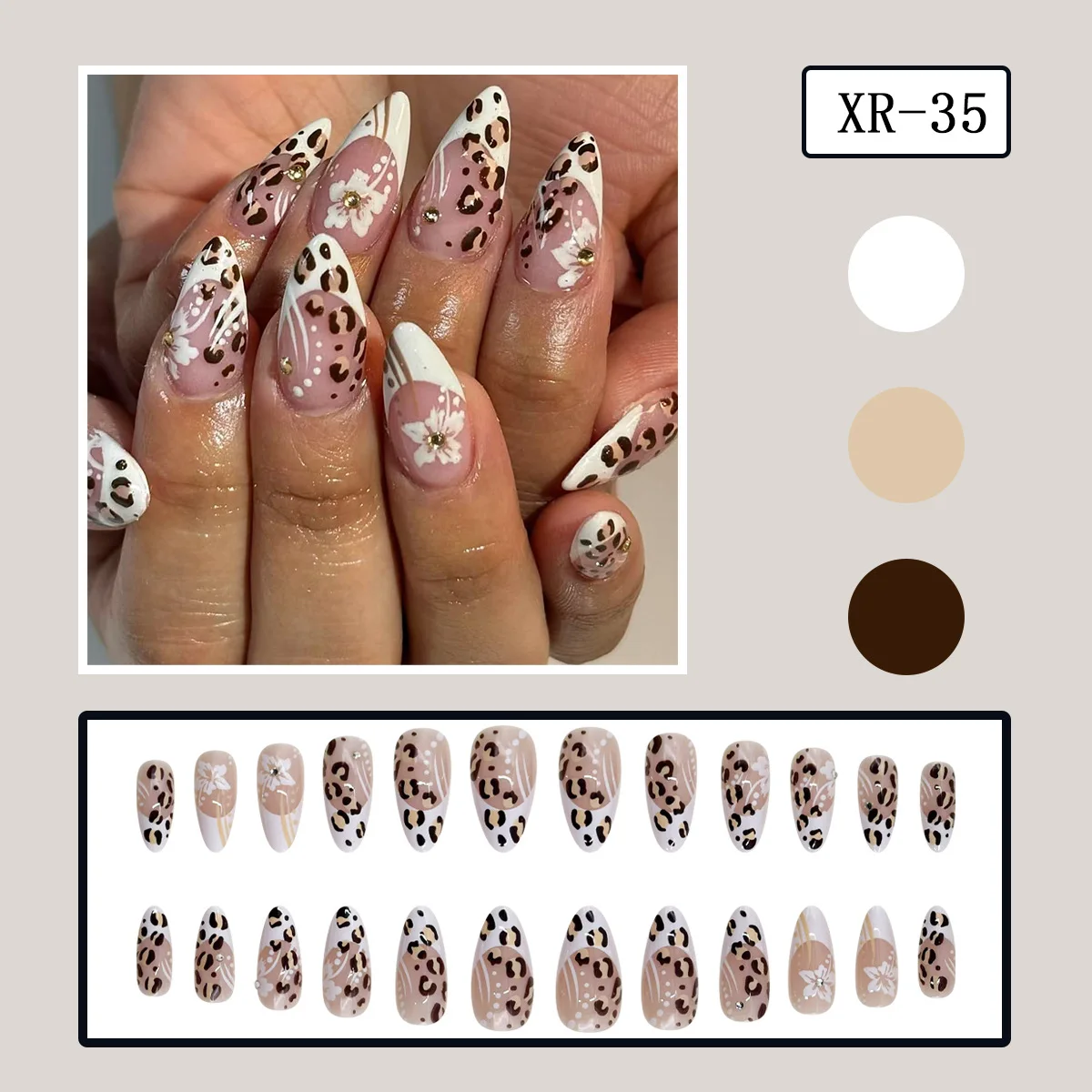 24 יחידות ציפורן מדפסת נמר ורודה טיפים לציפורניים מזויפות y2k ילדות צרפתיות ציפורן דחוסה נשלפת מתוקה קוריאנית ציפורניים מזויפות