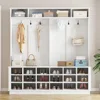Hall Tree with Bench and Shoe Storage, Multi-Purpose Entryway Bench with Coat Rack, Adjustable Shelves, Shoe Rack 2