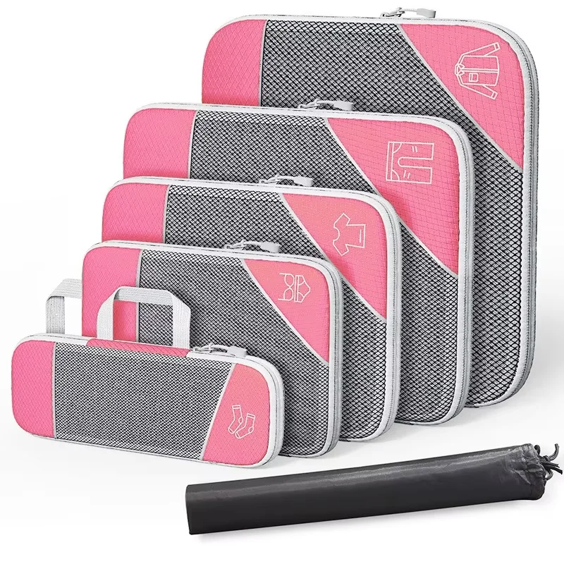 Travel Essentials: 5-Piece Compressed Packing Cubes Organizer Set with Shoe Bag