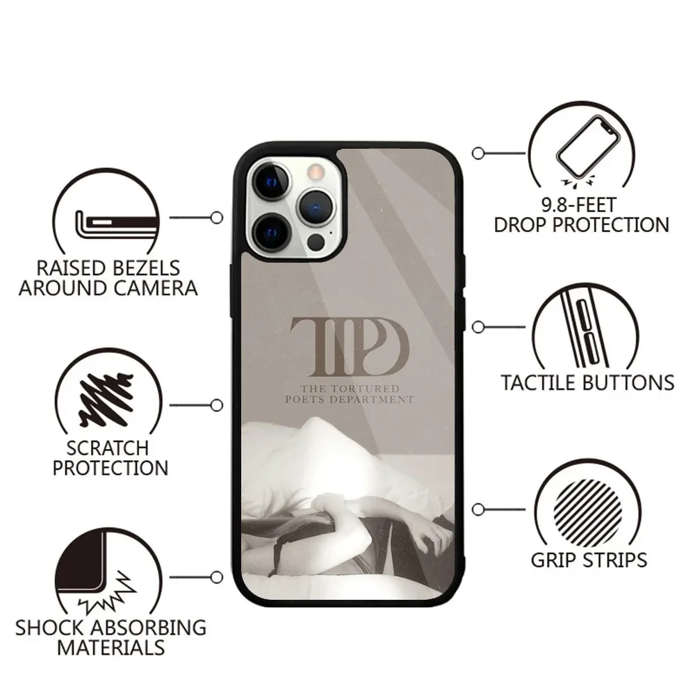 thumbnail image 1 of Funda para teléfono T-TaylorS TTPD S-SwiftS para iPhone 16, 15, 14, 13, 12, 11, Plus, Pro, Max, Mini con carga inalámbrica magnética Magsafe, 1 of 5