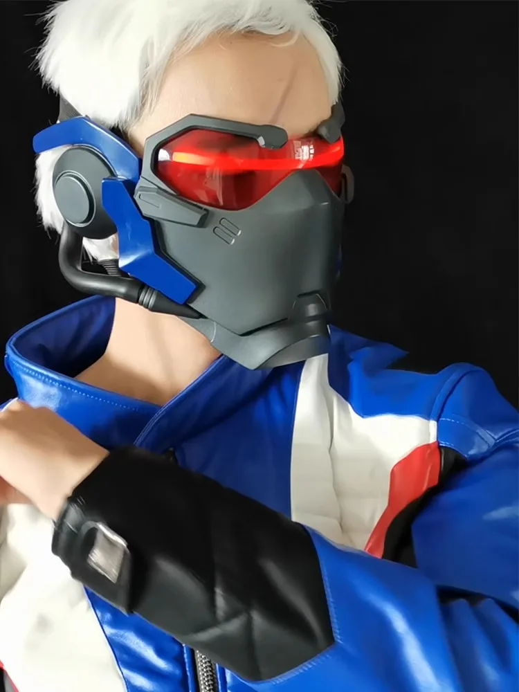Game Overwatch Reaper Cosplay Scary Mask Soldier 76 LED Luminous Masks Men Cyberpunk Helmet Halloween Carnival Party Mask Props
