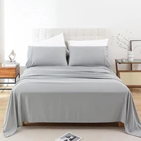 Battilo Double Bed Sheet Set 4Pieces Bedding Set with Pillowscases Luxury Soft Flat & Fitted Sheet For Twin Full Queen King Bed 2
