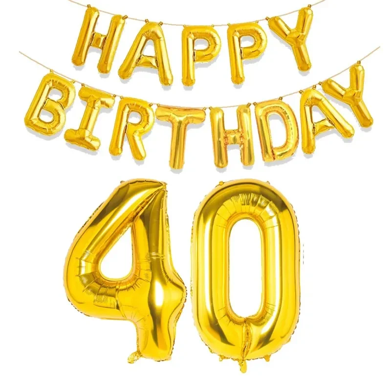 15 Stück Goldene Happy Birthday 30-Zoll Zahlen-Folienballons Kinder Erwachsene Partydekoration Junge Mädchen 10 18 20 25 30 35 40 50 60 Jahre Alt – Detail 24