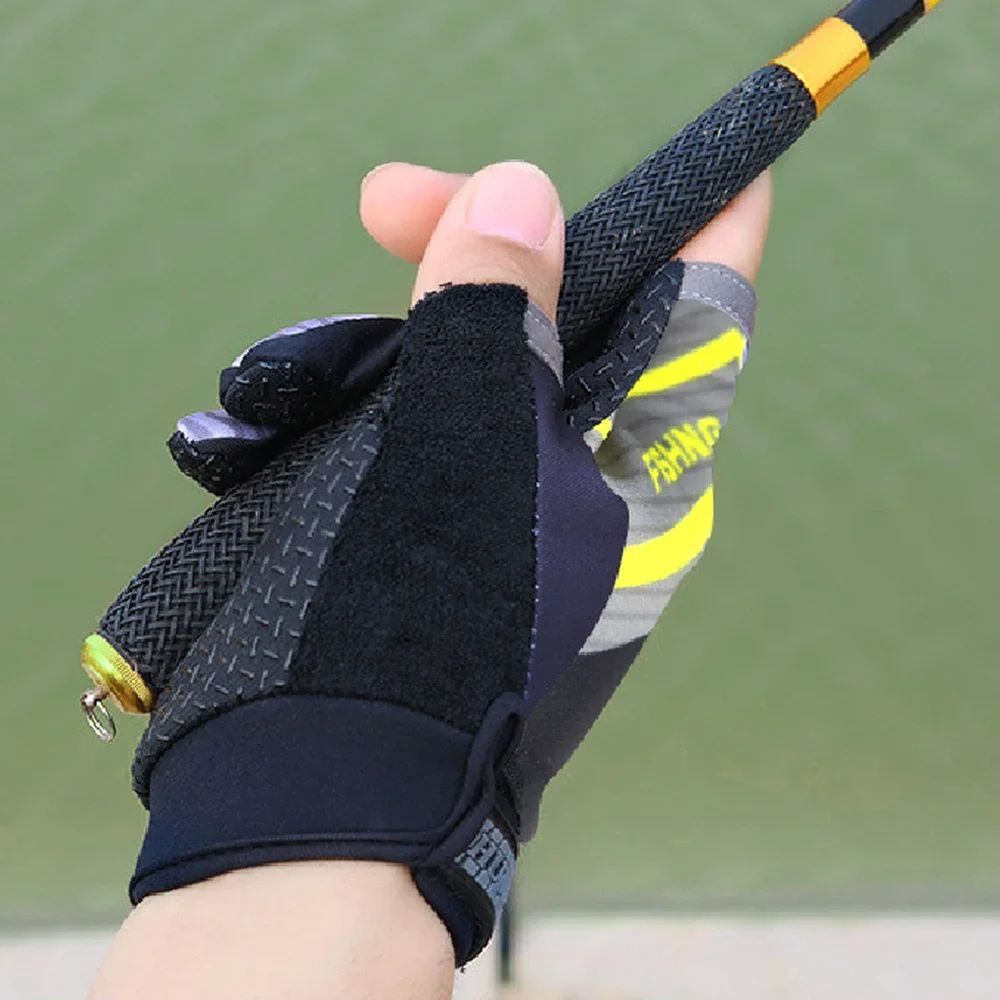 Three Fingers Cut Fishing Gloves Tool Men Anti-slip Outdoor Fishing Gloves Accessories Fish Finder Elasticity Glove