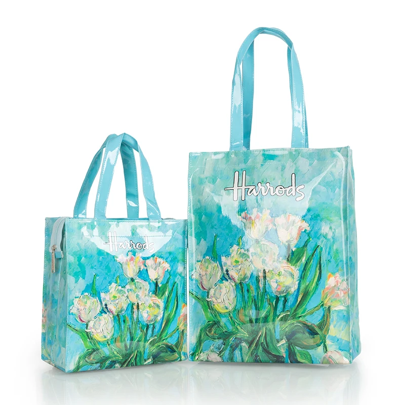 Women's Floral Printed PVC Shopping Purse Big Summer Eco Tote Beach Handbags Large Casual Student Bookbag ladies handbag