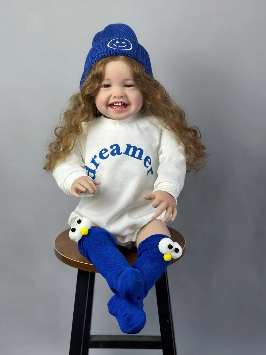 BZDOLL 60 CM 24 INCH Reborn Baby Soft Silicone Cloth Body Smiling Girl Doll Princess Toddler Bebe Artist Collection